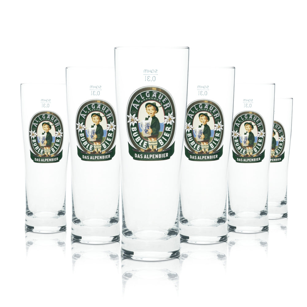 6 bicchieri da birra Allgäuer Büble Bicchieri da birra Stange 0,3 l Sahm