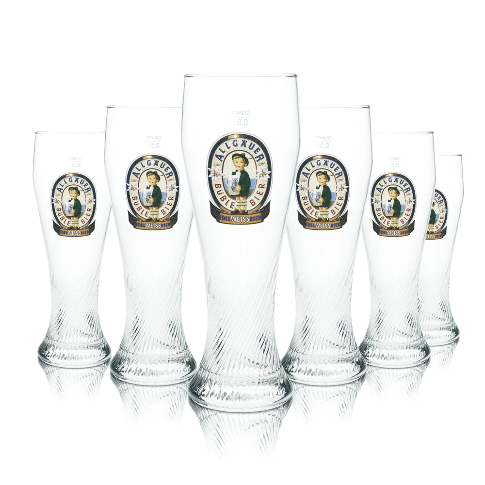 6 bicchieri da birra Allgäuer Büble Weizen 0,5 l Sahm nuovi