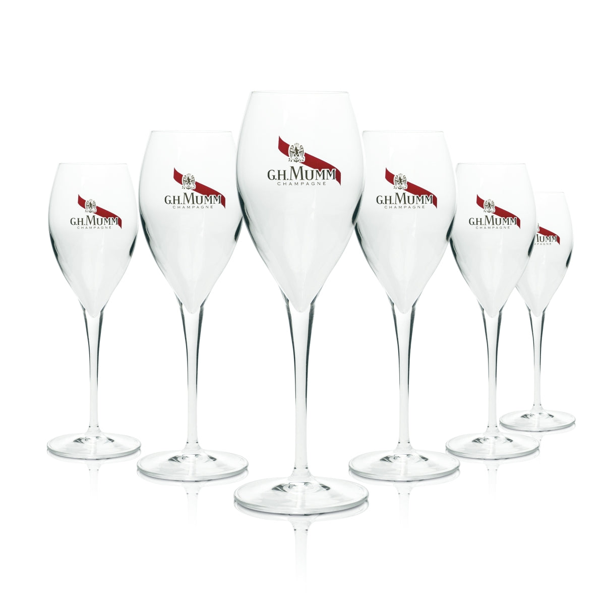 6 bicchieri da champagne G.H. Mumm 0,15 l flûte "Opale" nuovi