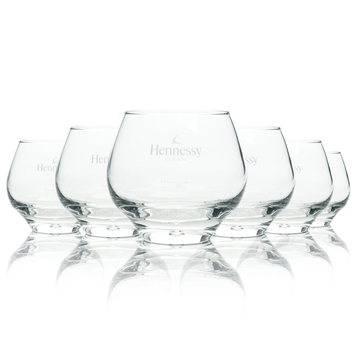 6 bicchieri tumbler rotondi per cognac Hennessy con bolla, 300 ml, nuovi