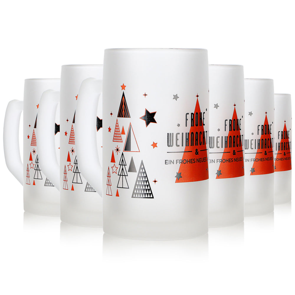 6 tazze da vin brulé Mohaba Ludwigsseidel in vetro satinato "Buon Natale" da 0,2 l, graduate