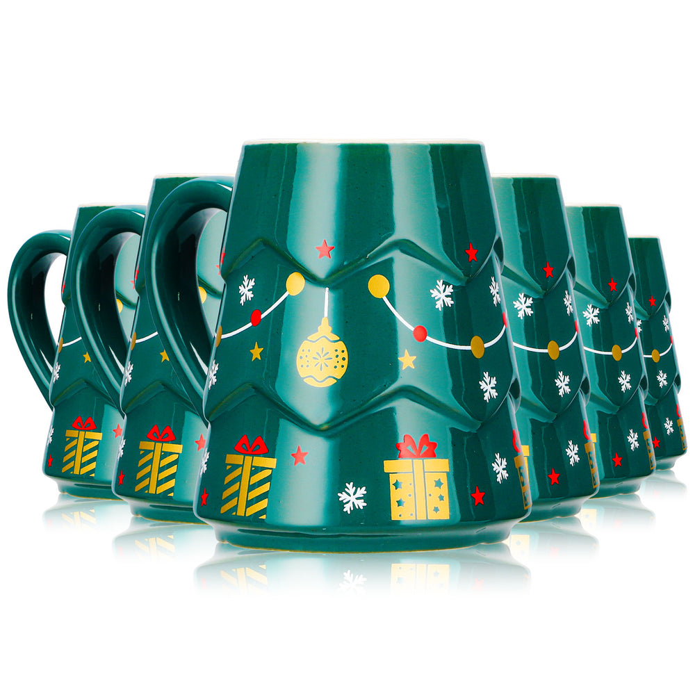 6 tazze per vin brulé Mohaba con motivo albero di Natale, verde scuro / Chamonix, 0,2 l, con indicazione di capacità