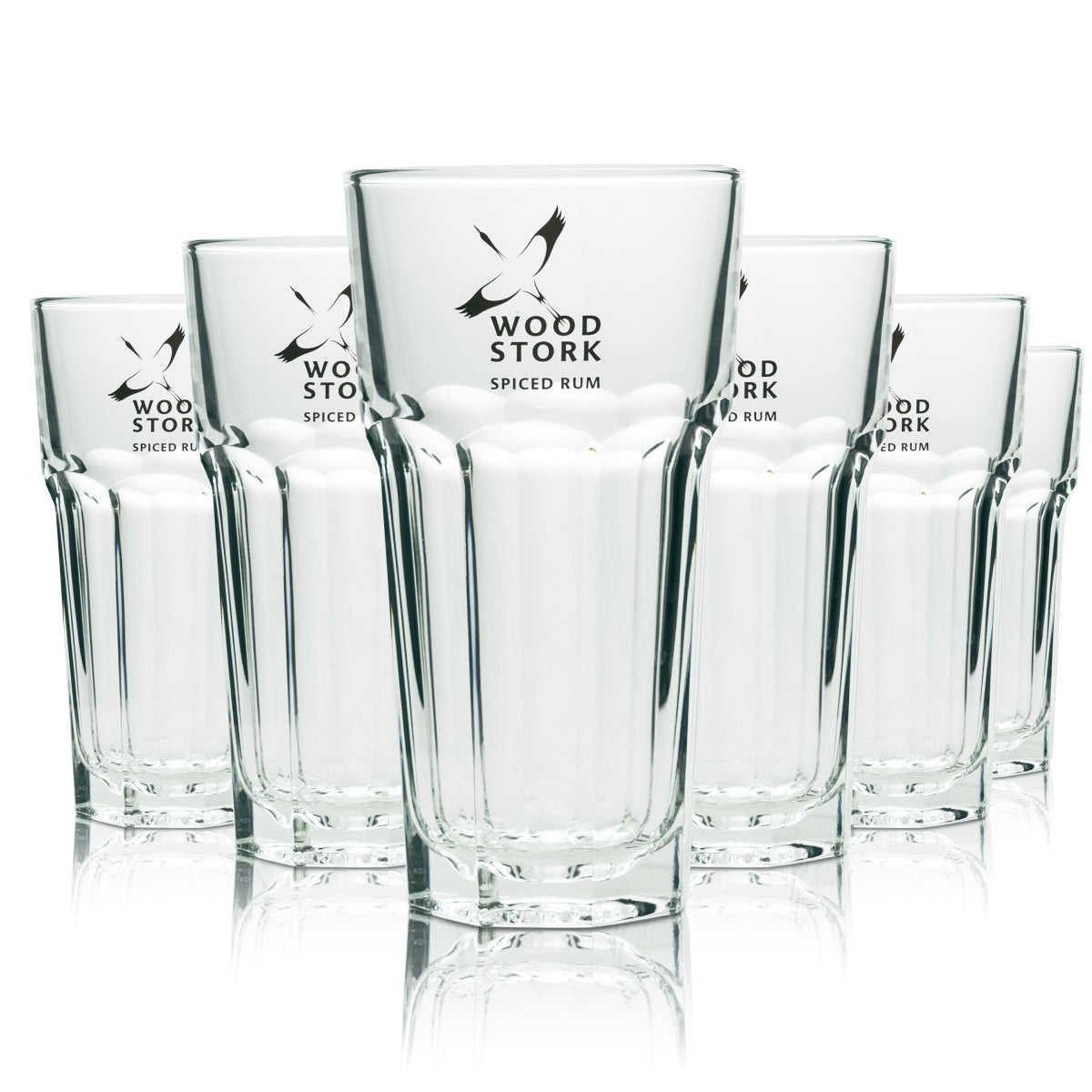 6 bicchieri da long drink Wood Stork Rum 0,3 l nuovi