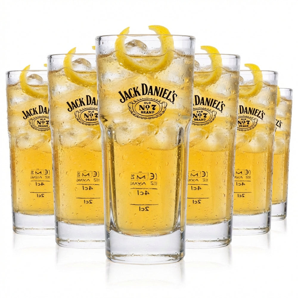 Set di 6 bicchieri Jack Daniels da 0,34 l – Bicchiere da long drink con nuovo logo alato, impilabile