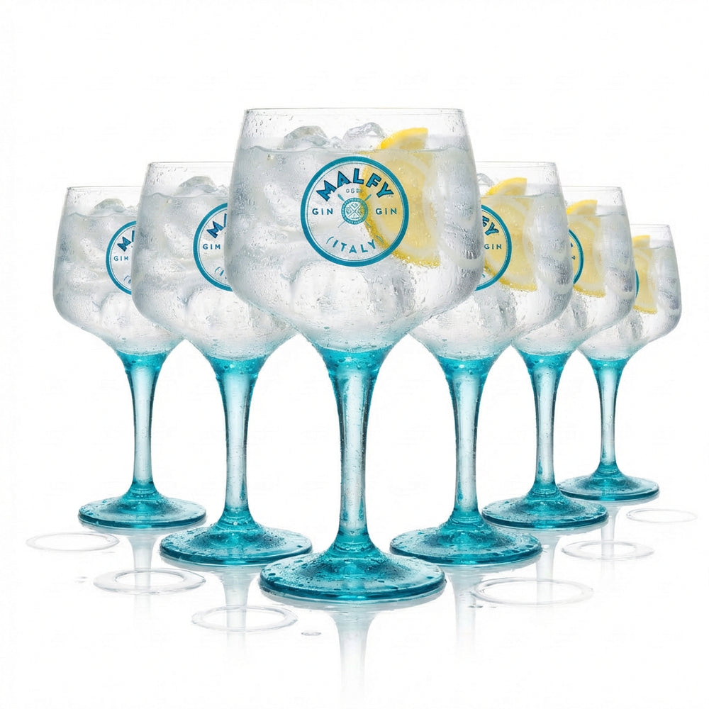 Set di 6 bicchieri da cocktail Malfy Gin Copa 0,6 l – Edizione speciale con stelo blu