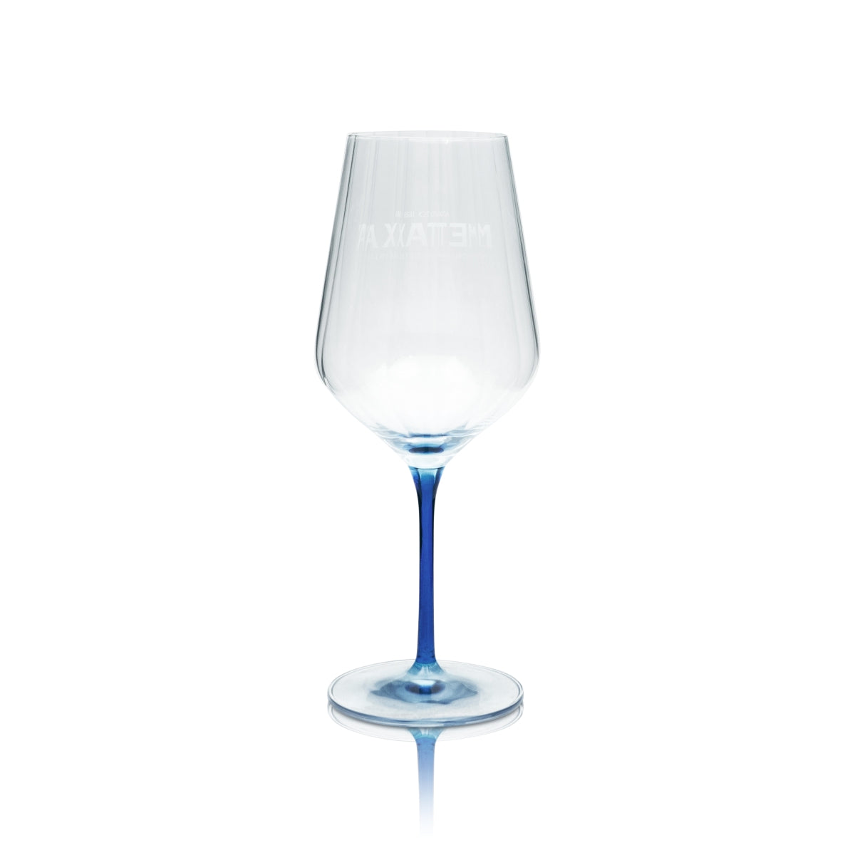 Set di 6 bicchieri da brandy Metaxa 0,57 l – Bicchiere da vino in rilievo con fondo e stelo blu – Vista 4