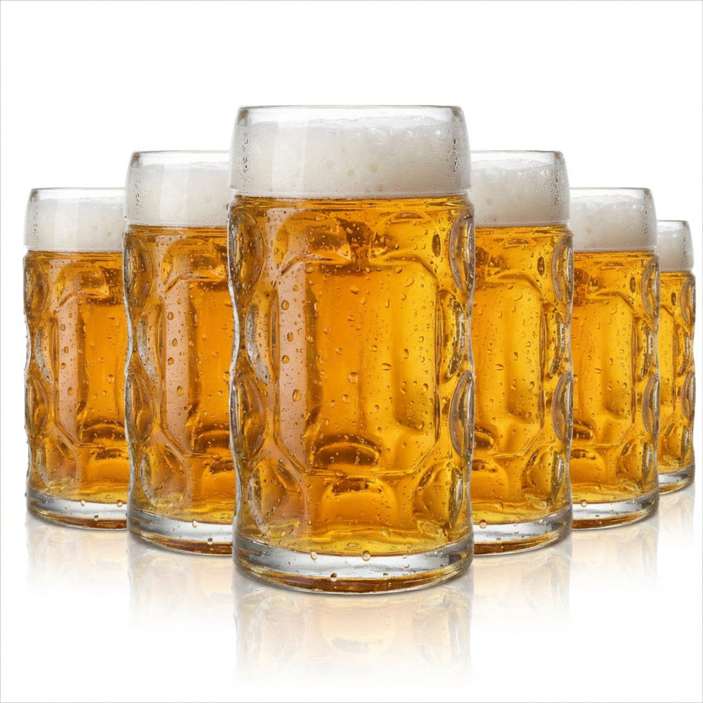 6 boccali da birra da 0,5 l Stölzle Isar Seidel con bordo rialzato e motivo a pois