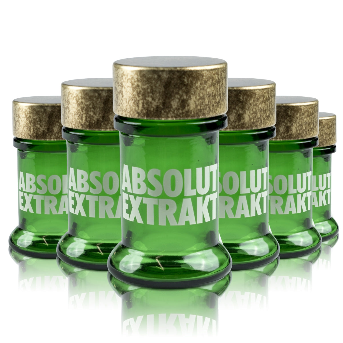 6 bicchieri da shot in vetro Absolut da 2 cl in vetro vero con coperchio Stamper