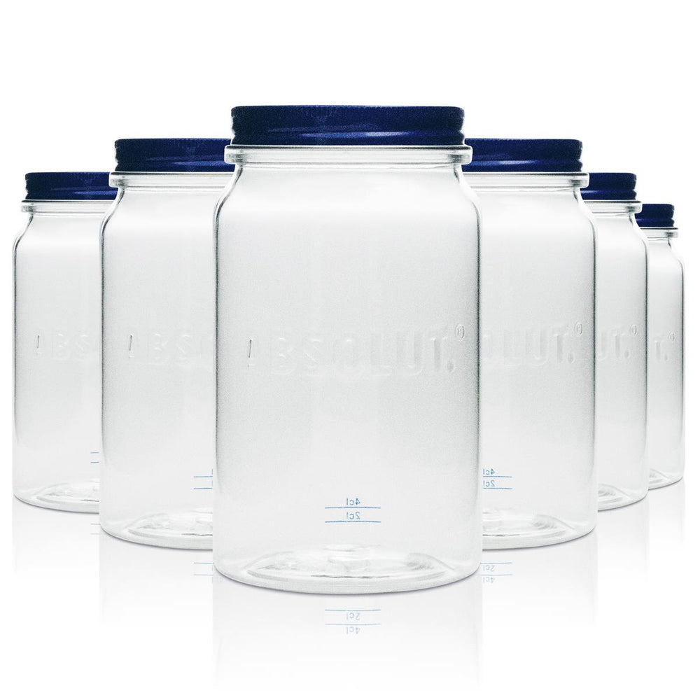 6x bicchieri in plastica Absolut, vetro 0,57 l, Mason Jar con manico e coperchio