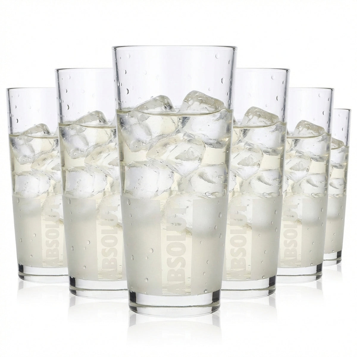 6 bicchieri Absolut Vodka da 0,34 l Bicchieri da long drink satinati + logo verticale