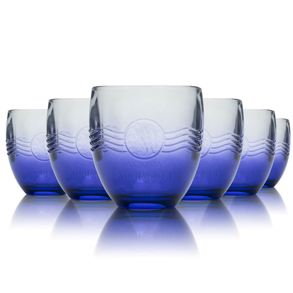 6 bicchieri Acqua Morelli 0,25 l tumbler con rilievo, bicchieri per acqua minerale blu