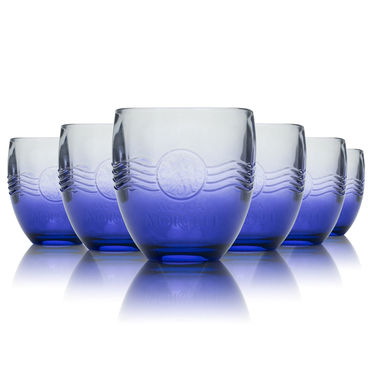6 bicchieri Acqua Morelli 0,25 l tumbler con rilievo, bicchieri per acqua minerale blu