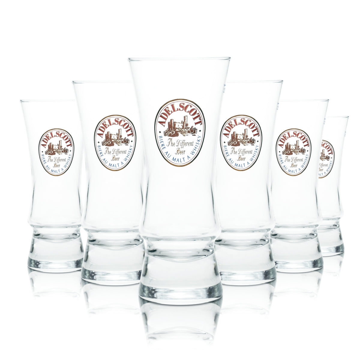 6 bicchieri da birra Adelscott in vetro da 0,25 l, forma a calice, birra, whisky, malto, birrificio