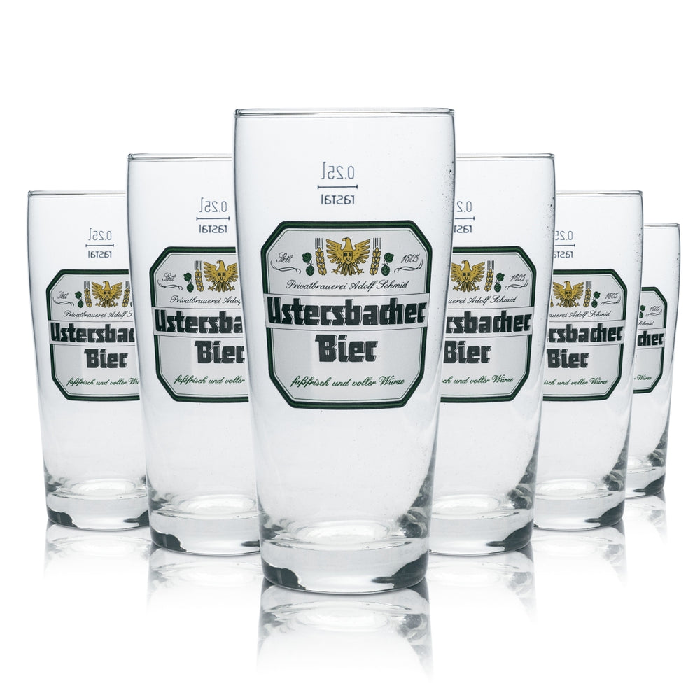 6 bicchieri da birra Adolf Schmid Ustersbacher da 0,25 l, birrificio, gastronomia, pub