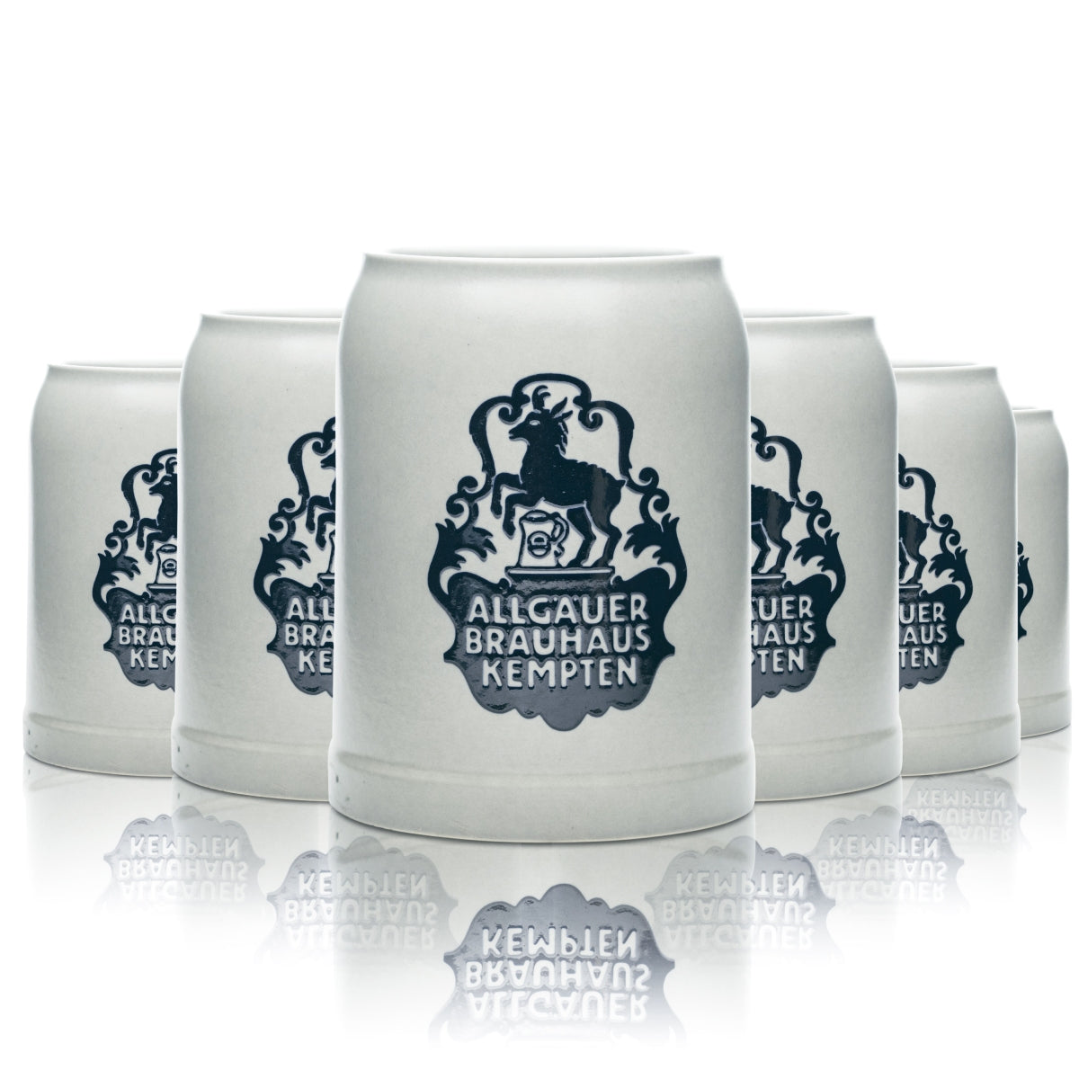 6 bicchieri da birra Allgäuer Brauhaus Kempten da 0,5 l, boccale in terracotta con manico, bicchieri Seidel in gres