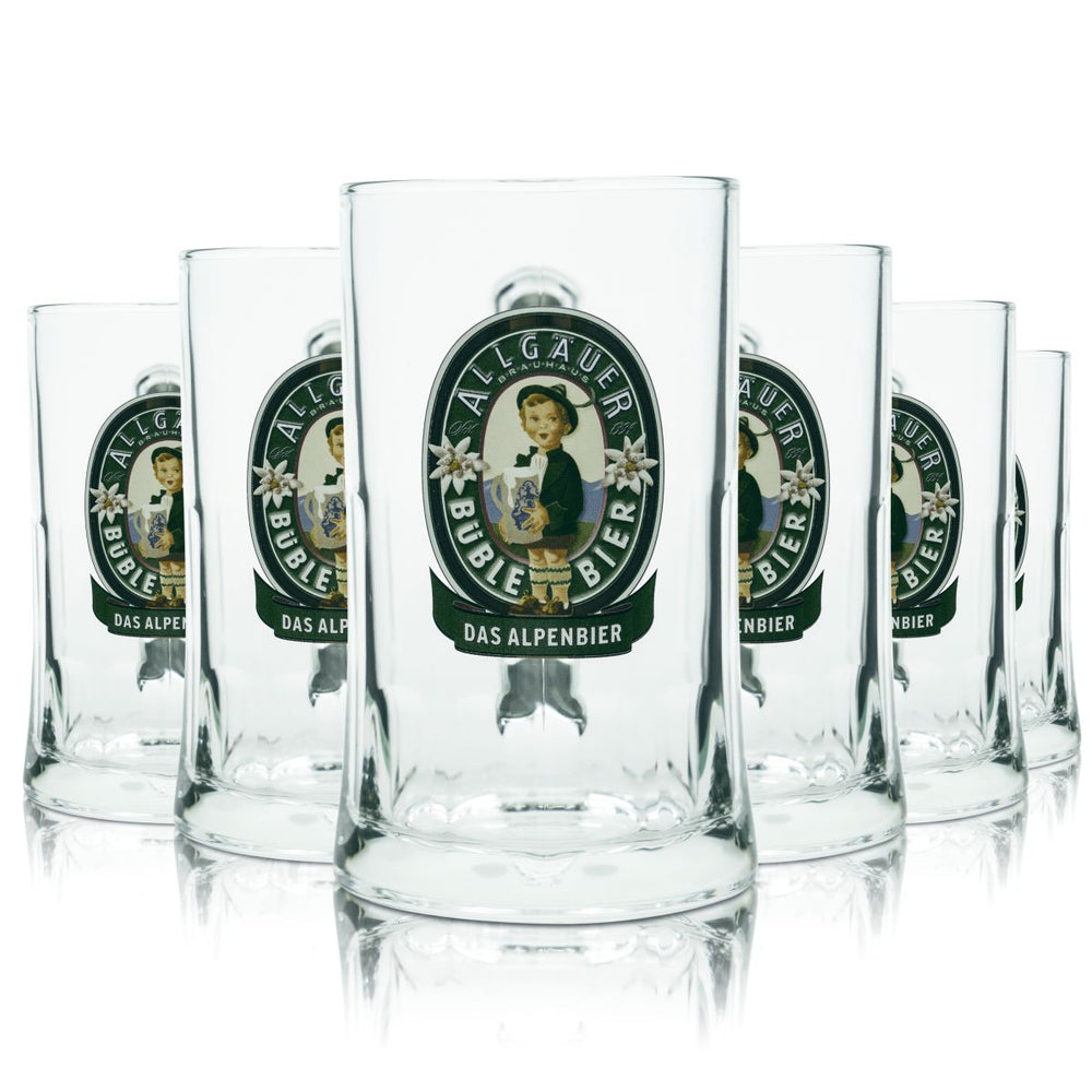 6 bicchieri da birra Allgäuer Büble da 0,5 l  Bicchieri con manico Humpen Seidel Brauerei