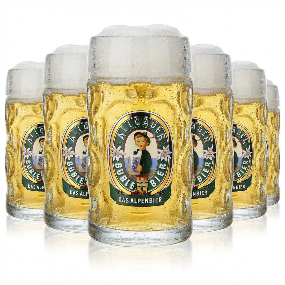 6 bicchieri Allgäuer Büble da 0,5 l Set di boccali da birra Alpenbier Humpen Seidel