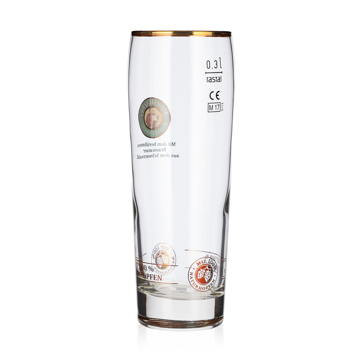 6 bicchieri da birra Alpirsbacher da 0,3 l con bordo dorato, modello Rastal (set da 6) – Vista 4