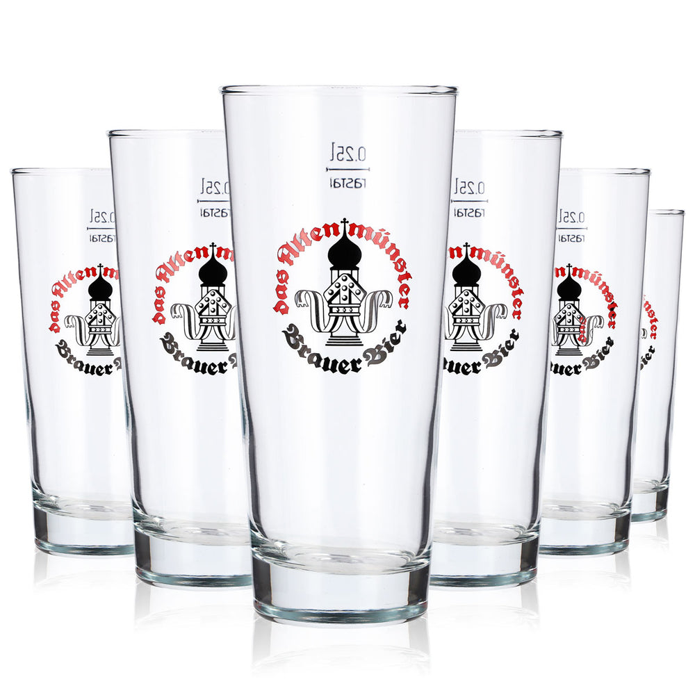 6 bicchieri da birra Altenmünster da 0,25 l con logo Rastal rosso e nero
