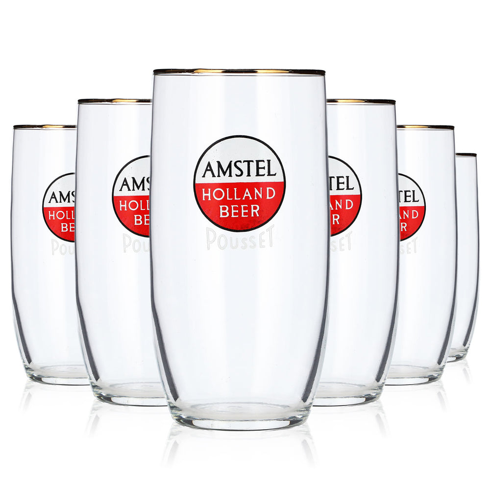 6 bicchieri da birra Amstel da 0,29 l con bordo dorato, modello Willibecher Seidel (set da 6)