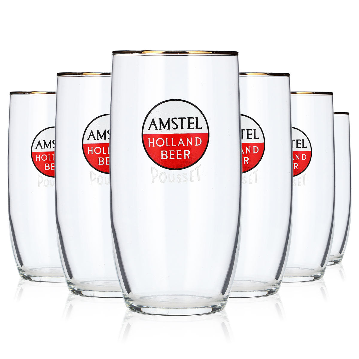 6 bicchieri da birra Amstel da 0,29 l con bordo dorato, modello Willibecher Seidel (set da 6)