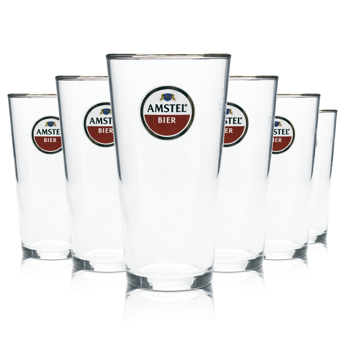 6 bicchieri Amstel da 0,25 l con bordo dorato, bicchieri da bar, pub, birreria, tazza da birra