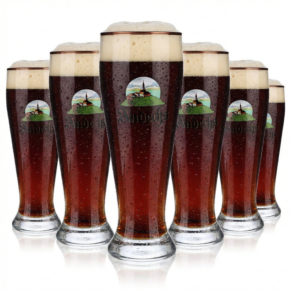6 bicchieri da birra Andechs da 0,5 l Bicchieri da birra Bicchieri Bicchiere da birra bianca Bordo argentato