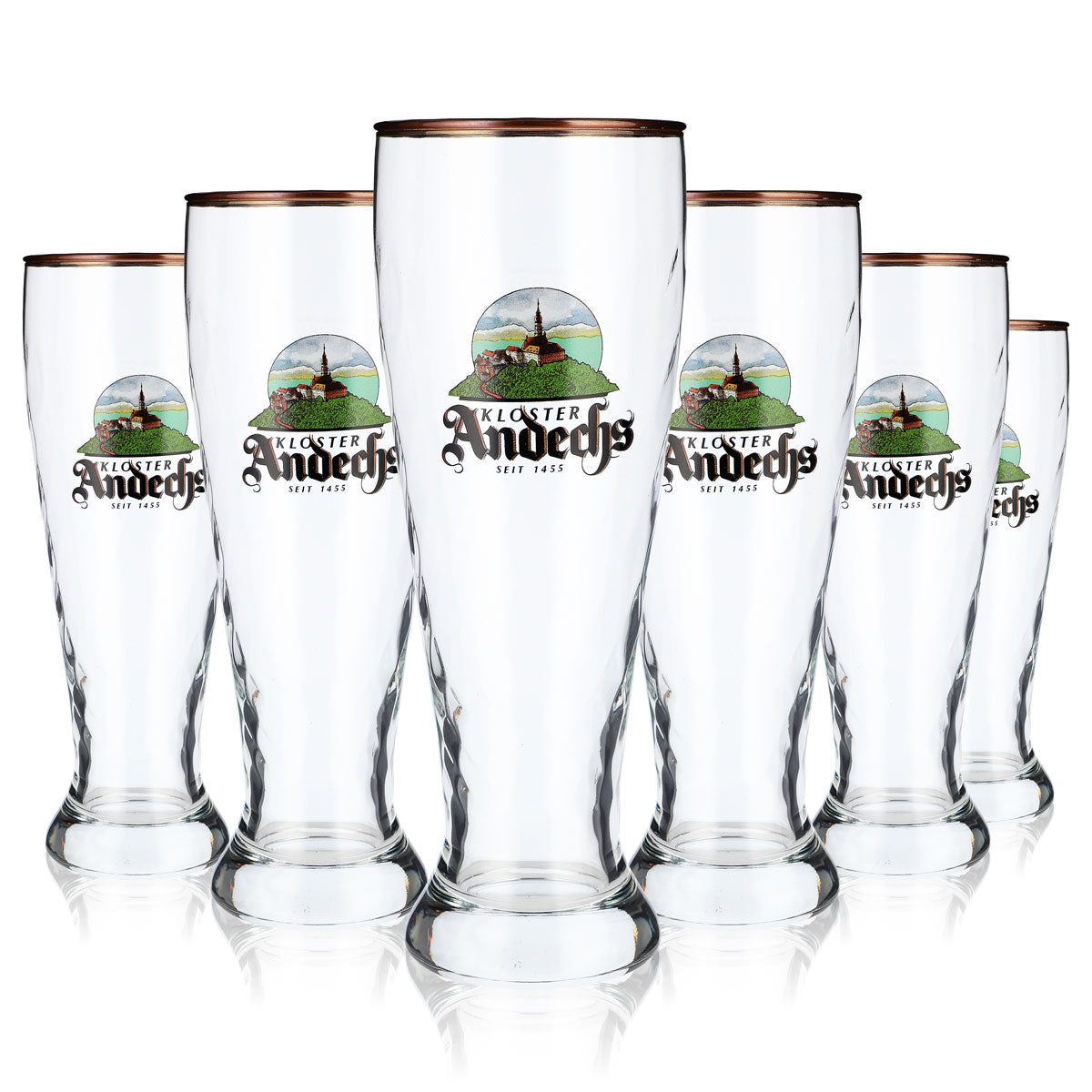 6 bicchieri da birra Andechs da 0,5 l Bicchieri da birra Bicchieri Bicchiere da birra bianca Bordo argentato – Vista 5