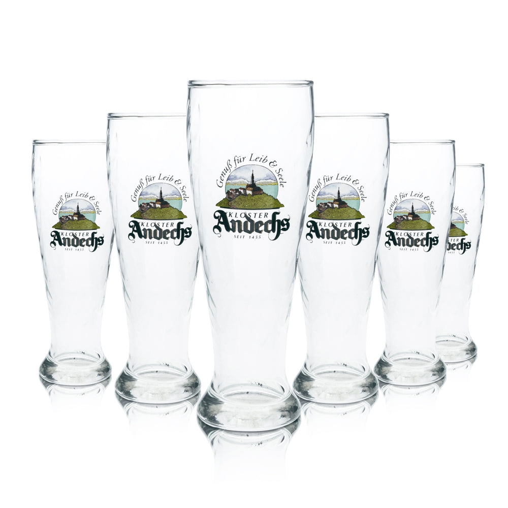 6 bicchieri da birra Andechs 0,5 l per birra di frumento con lievito, bicchieri sagomati, per ristorazione, birrifici e bar