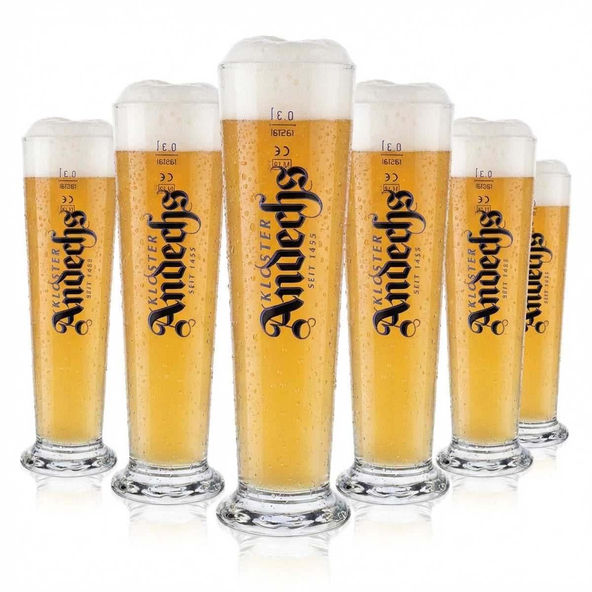 6 bicchieri da birra Andechs da 0,3 l Bicchieri da birra Bicchiere a calice Logo verticale