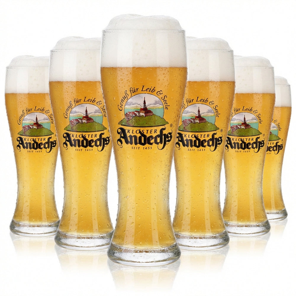 6 bicchieri da birra Andechs in vetro da 0,3 l, birra di frumento, piacere per il corpo e l'anima, dal sapore erbaceo