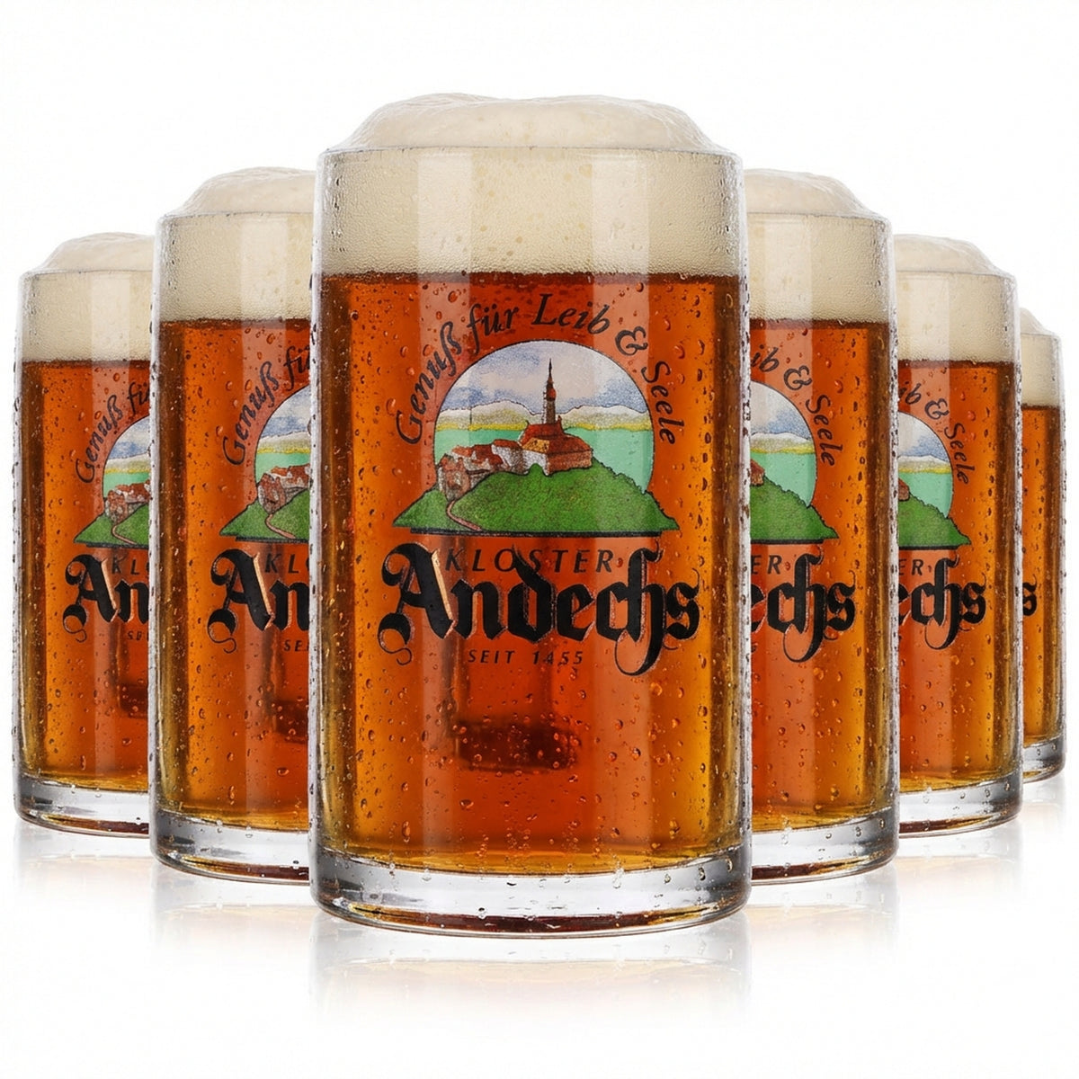 6 bicchieri da birra Andechs Seidel 0,2 l "Piacere per il corpo e l'anima" Rastal