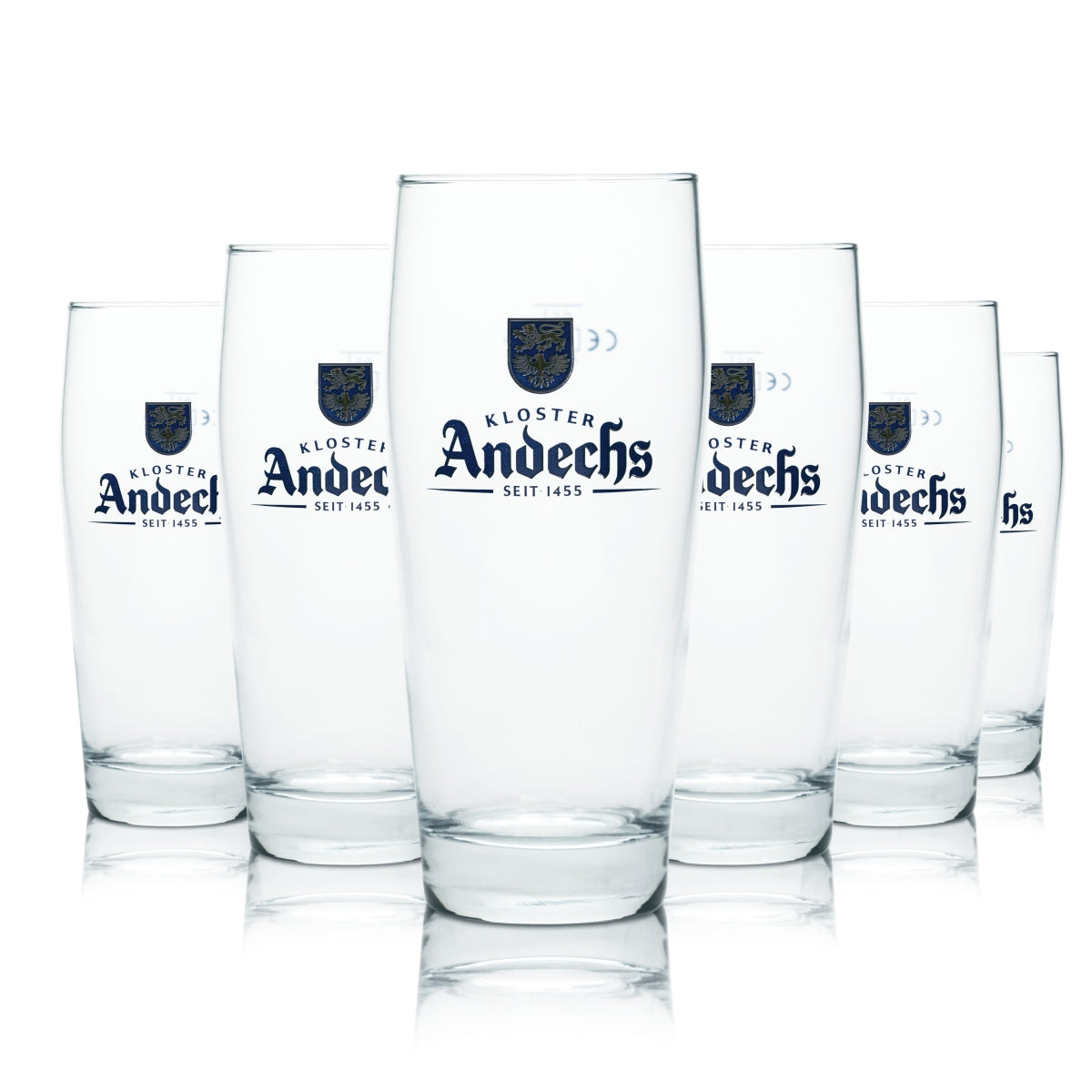 6 bicchieri da birra Andechs in vetro da 0,5 l, calibrati per uso gastronomico, birrificio Kloster, Monaco di Baviera