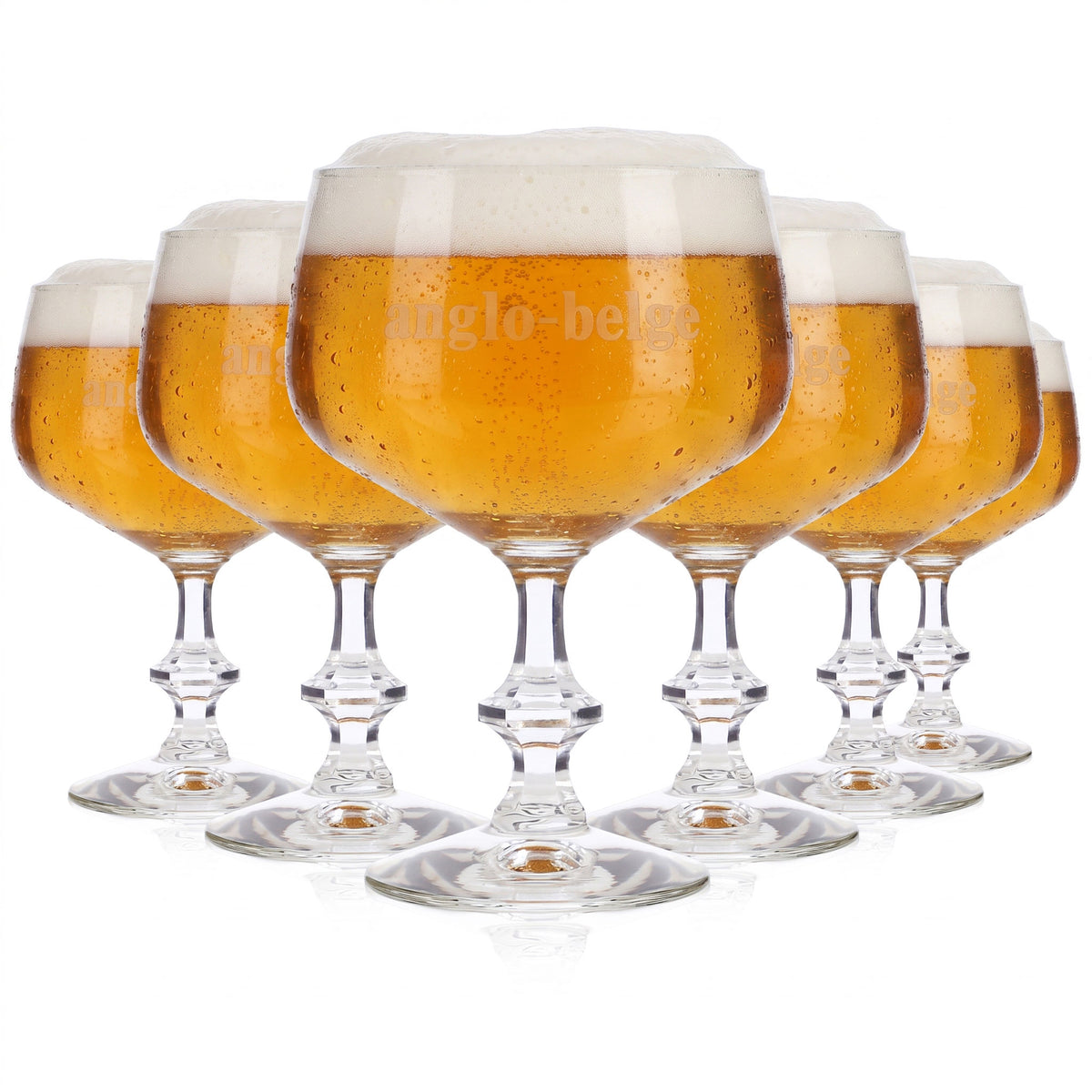 6 bicchieri da birra Anglo-Belge da 0,36 l, modello a palloncino, con scritta bianca “Gin” (set da 6)
