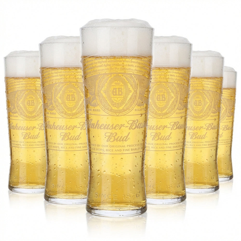 6 bicchieri da birra Anheuser-Busch Bud da 0,5 l con logo bianco Creed