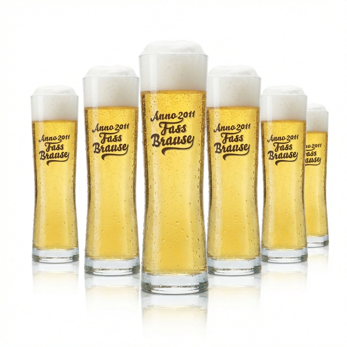 6x Anno 2011 Bicchiere da birra 0,2 l Tazza Bicchiere a forma di birra Bicchieri da birra Fassbrause Limo Gastro