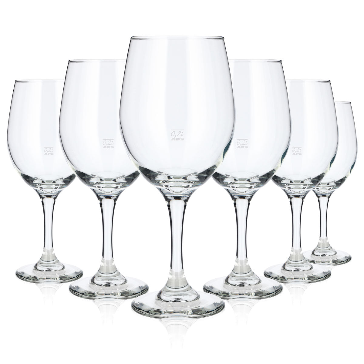 6 bicchieri in vetro APS da 0,2 l: bicchiere da vino rosso, bicchiere da vino bianco, calice da vino (set da 6)