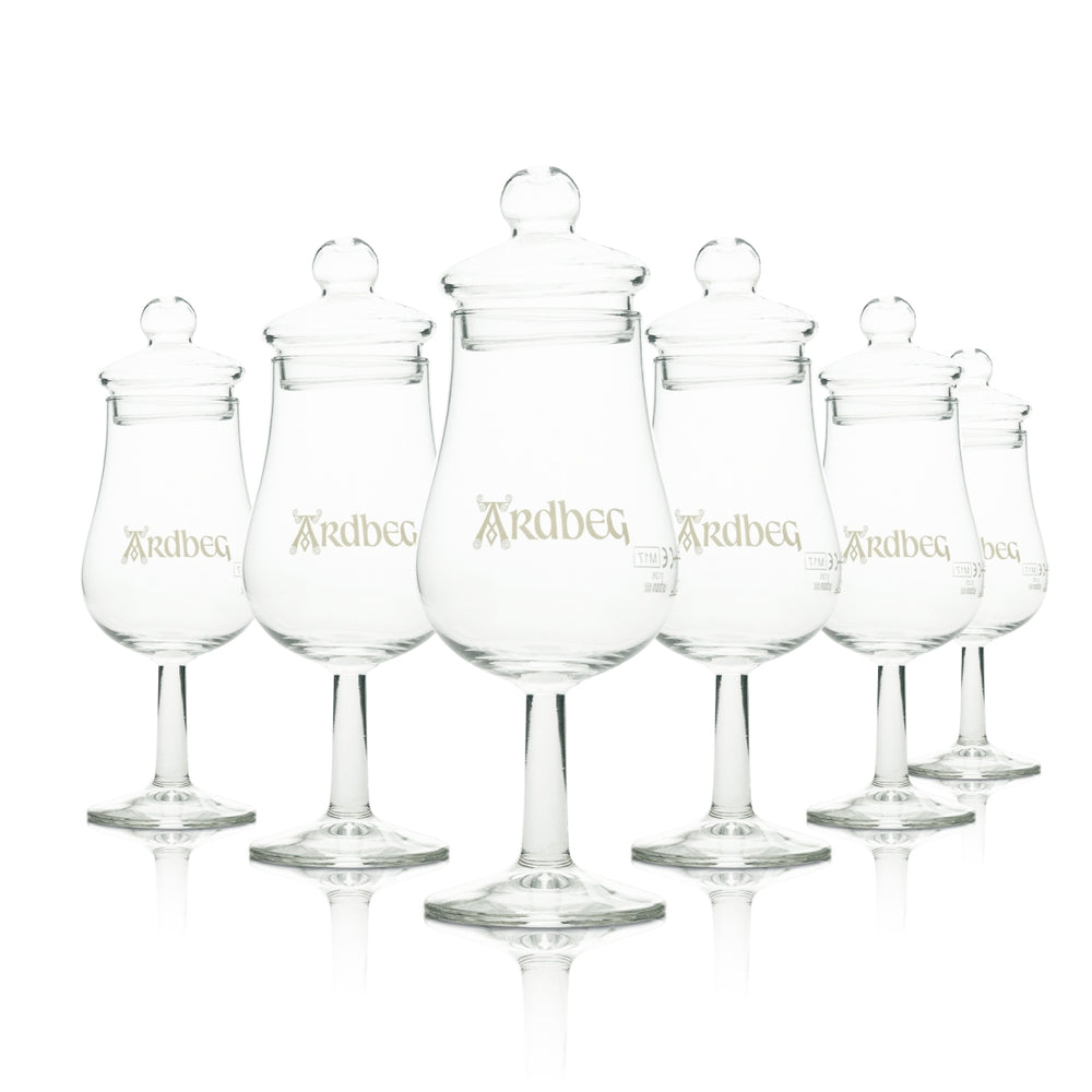 6 bicchieri da degustazione Ardbeg Whisky 4 cl con coperchio e logo bianco Urban Bar