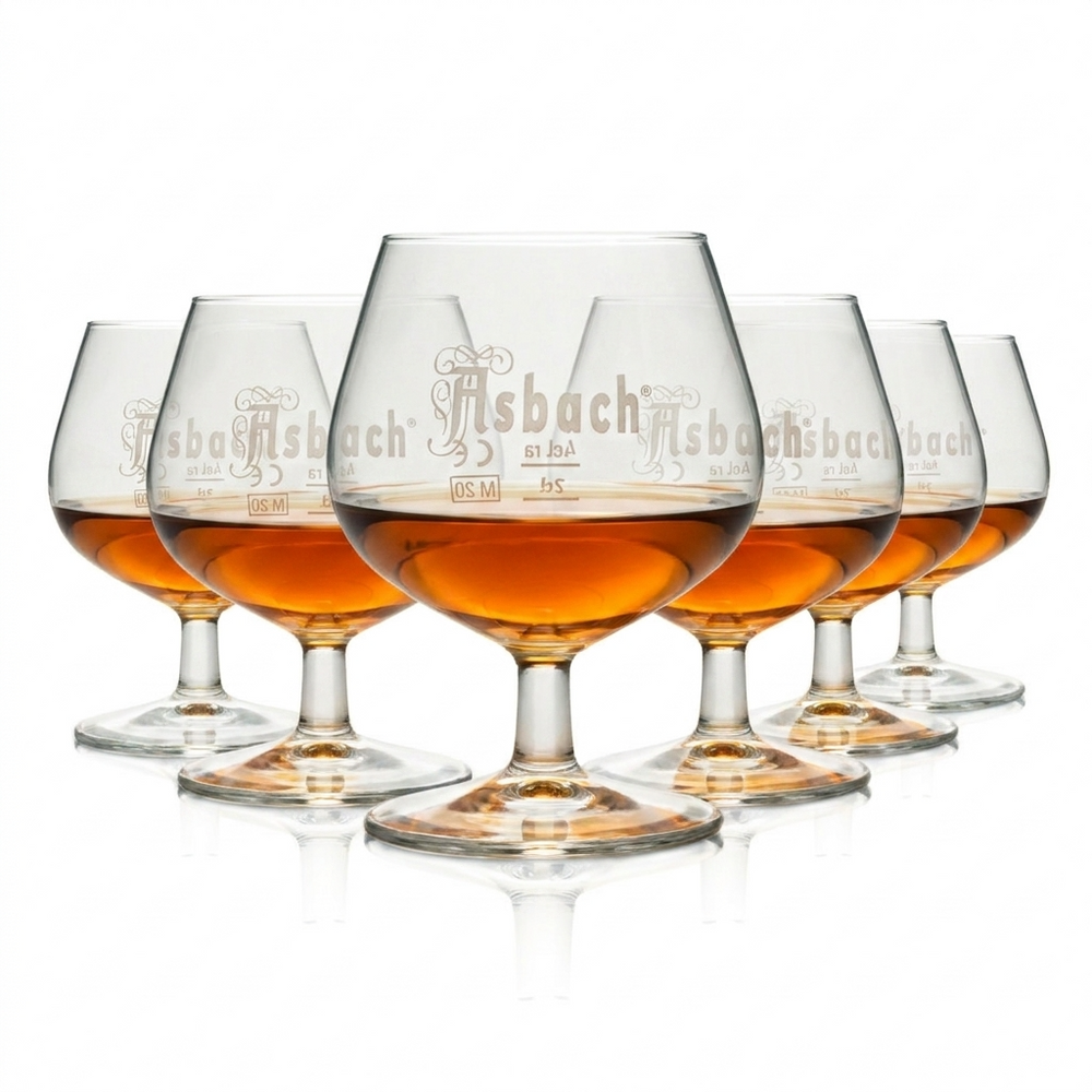6 bicchieri Asbach Uralt da 0,15 l, bicchieri da degustazione per cognac, calibrati per uso gastronomico