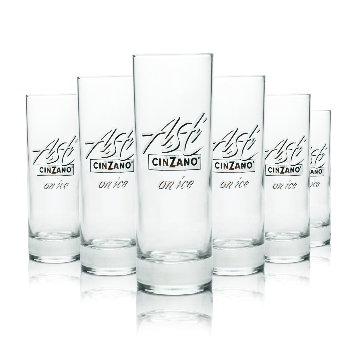 6 bicchieri Asti Cinzano 0,1 l bicchieri long drink Stamper On Ice Spumante Sekt Secco