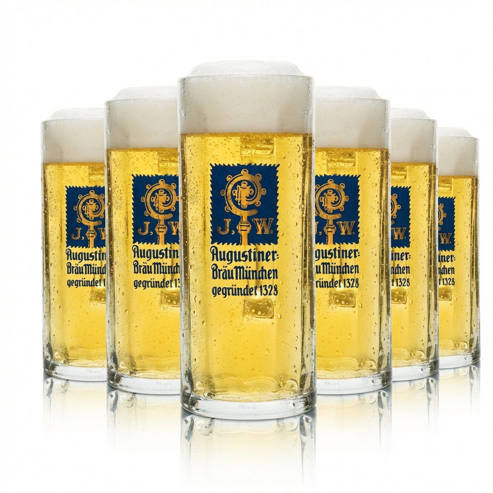 6 bicchieri da birra Augustiner da 0,5 l, boccale Seidel Rastal