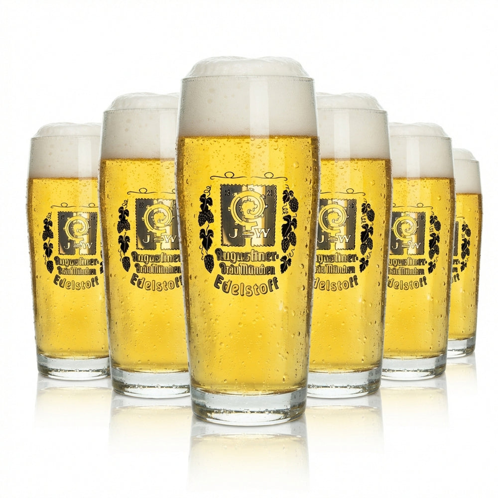 6 bicchieri da birra Augustiner da 0,5 l con bordo dorato