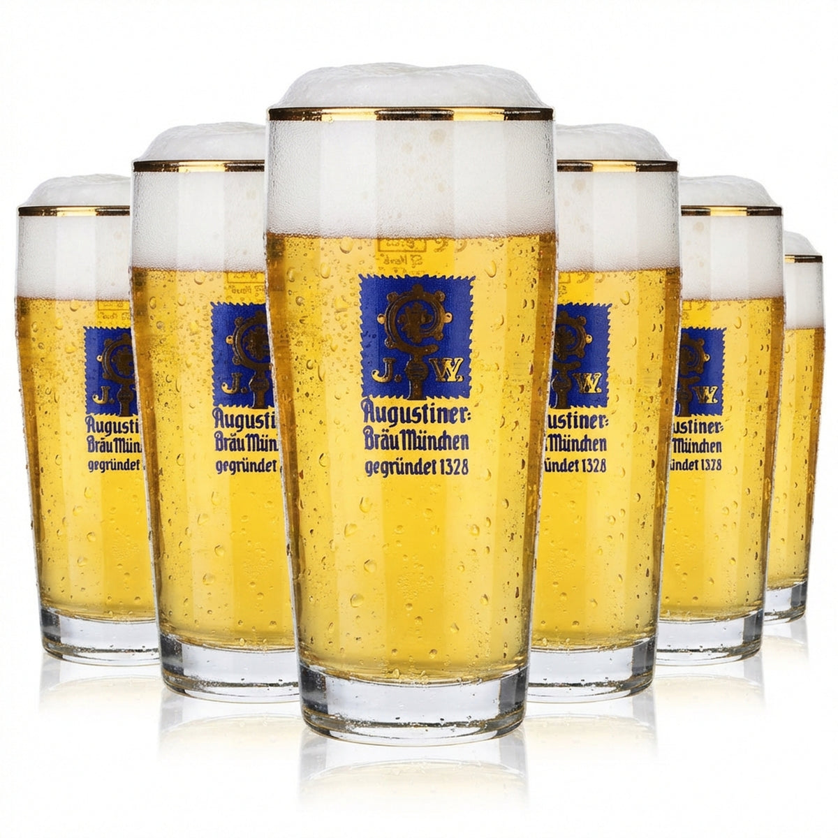 6 bicchieri da birra Augustiner da 0,3 l con bordo dorato