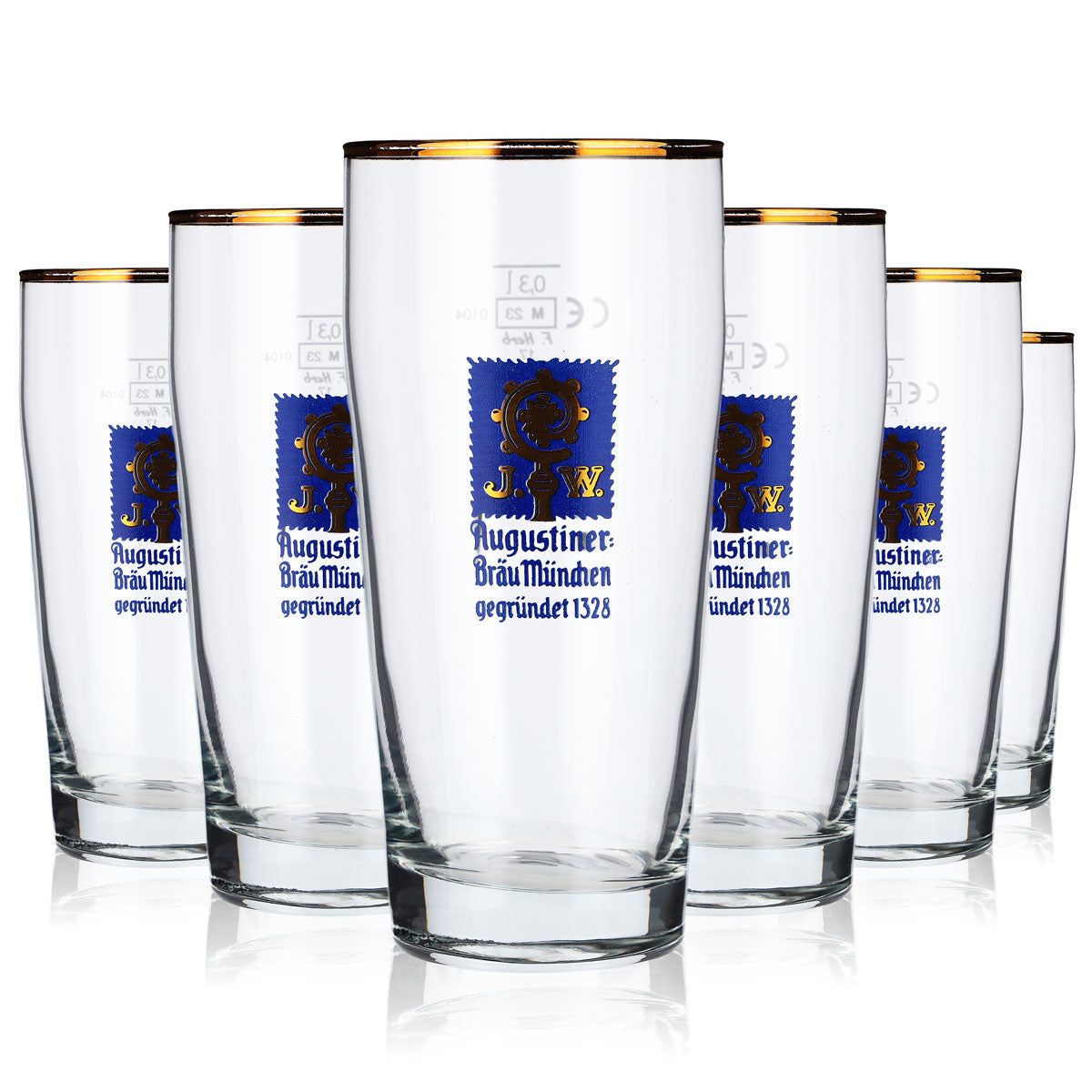 6 bicchieri da birra Augustiner da 0,3 l con bordo dorato – Vista 5