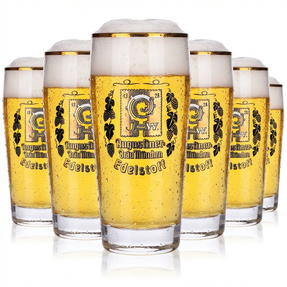 6 bicchieri da birra Augustiner 0,25 l Willibecher Edelstoff con logo dorato