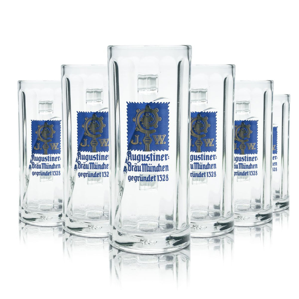 6 bicchieri Augustiner da 0,3 l, bicchieri da birra con profilo sagomato, set di bicchieri Seidel, birrificio