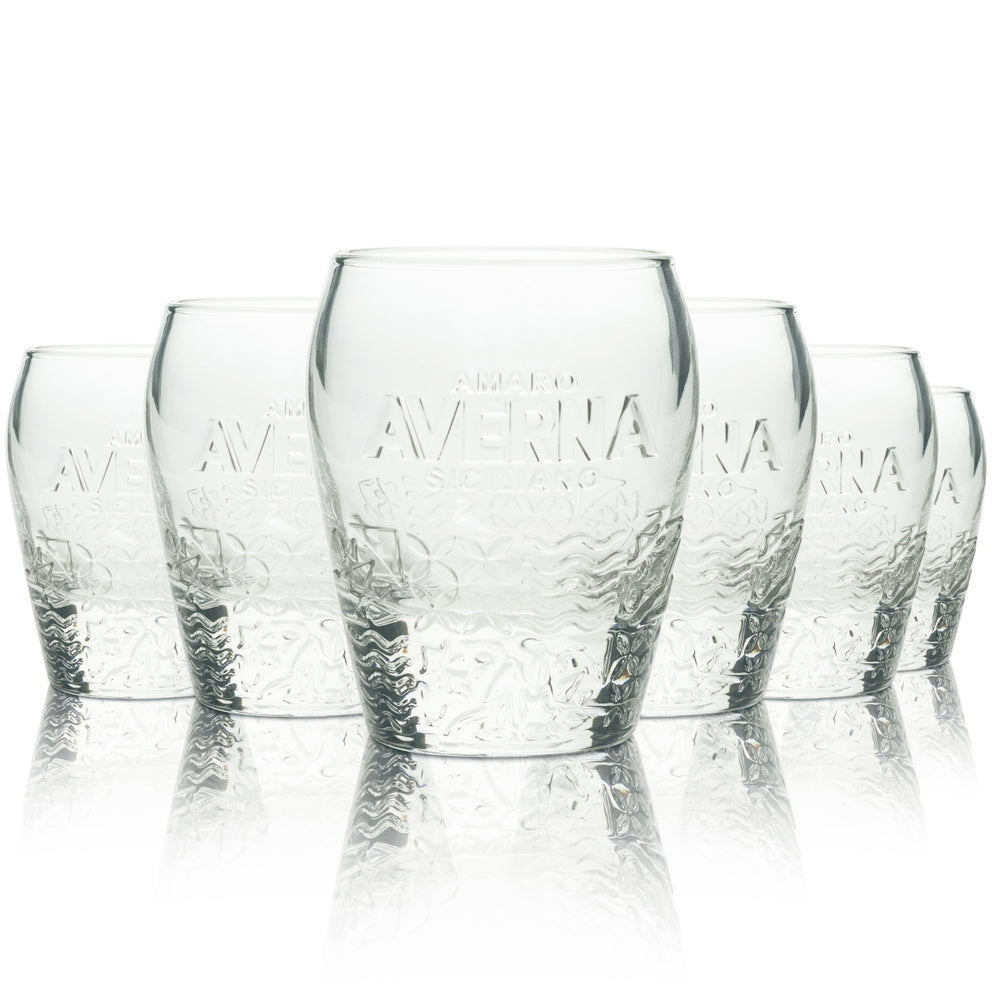 6 bicchieri Averna 0,15 l tumbler con rilievo Amaro Siciliano Gastro calibrati