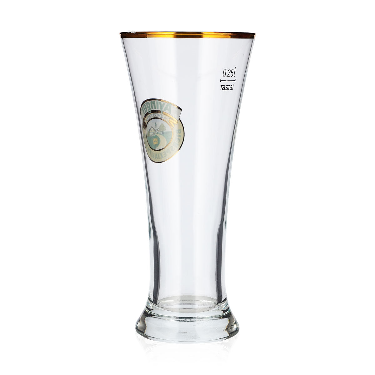 6 bicchieri da birra Ayinger da 0,25 l, modello "Pokal" con bordo dorato, Rastal (set da 6) – Vista 4