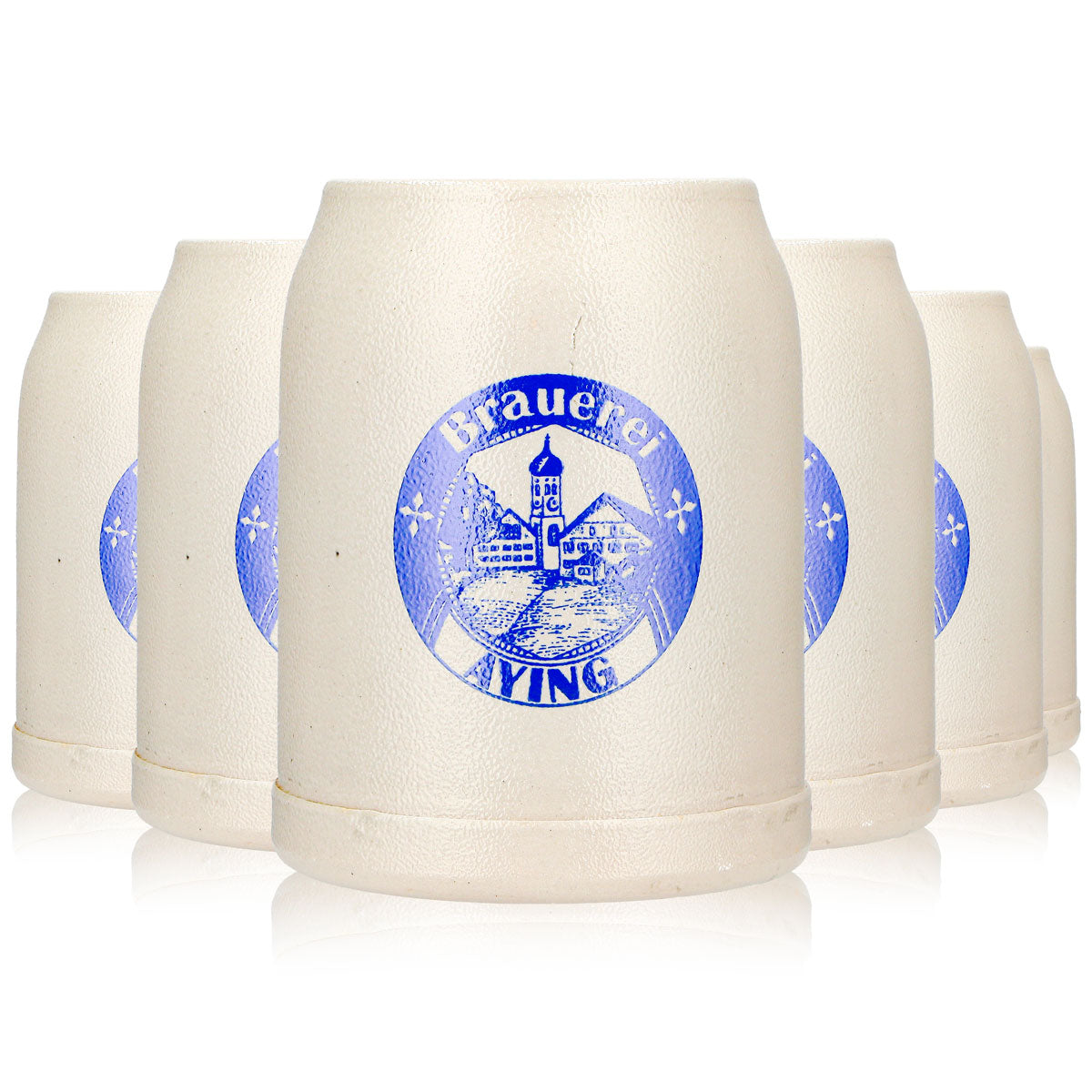 6 bicchieri da birra Ayinger da 0,5 l, modello "Krug", con logo blu, color terracotta (set da 6)