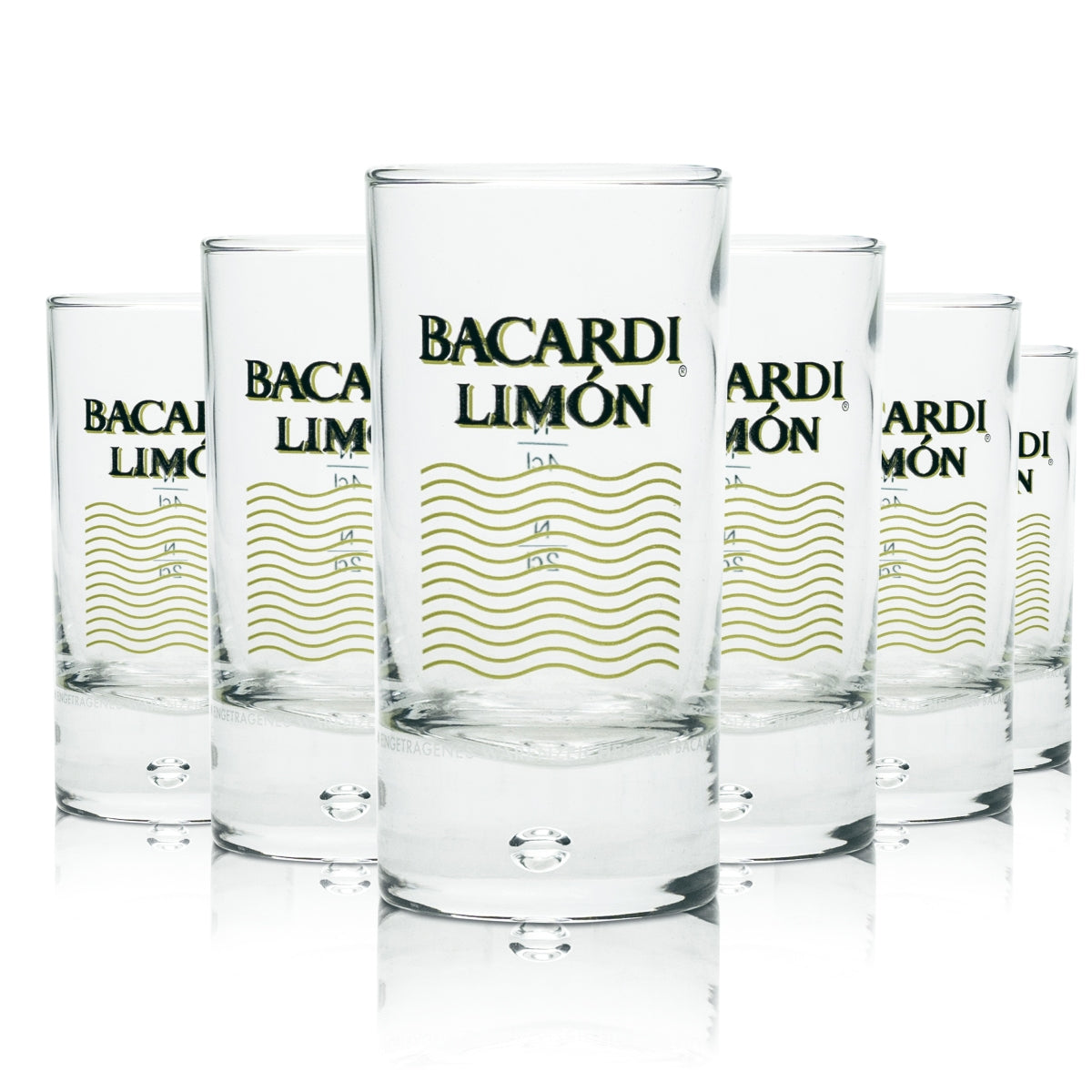 6 bicchieri da shot Bacardi Limon Rum 2 cl 4 cl bicchieri corti Stamper grappa bolla d'aria